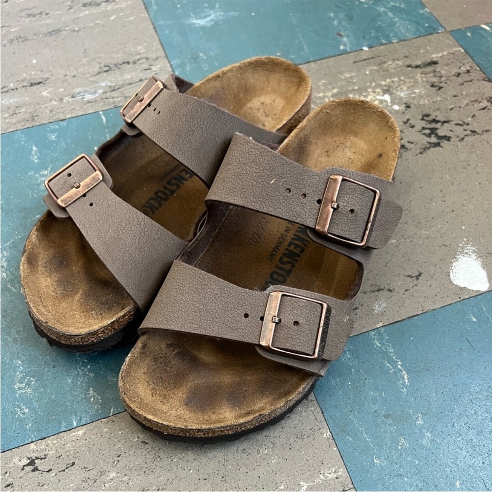 Birkenstock Mocha Arizona Synthetic Slide On Sandals Size 36